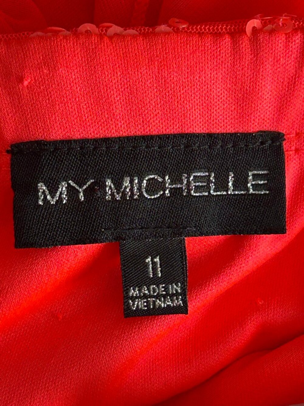 My Michelle Strapless Lace Hi-Low Chiffon Party Dress Coral Pink Size 11 HOCO - Picture 6 of 10